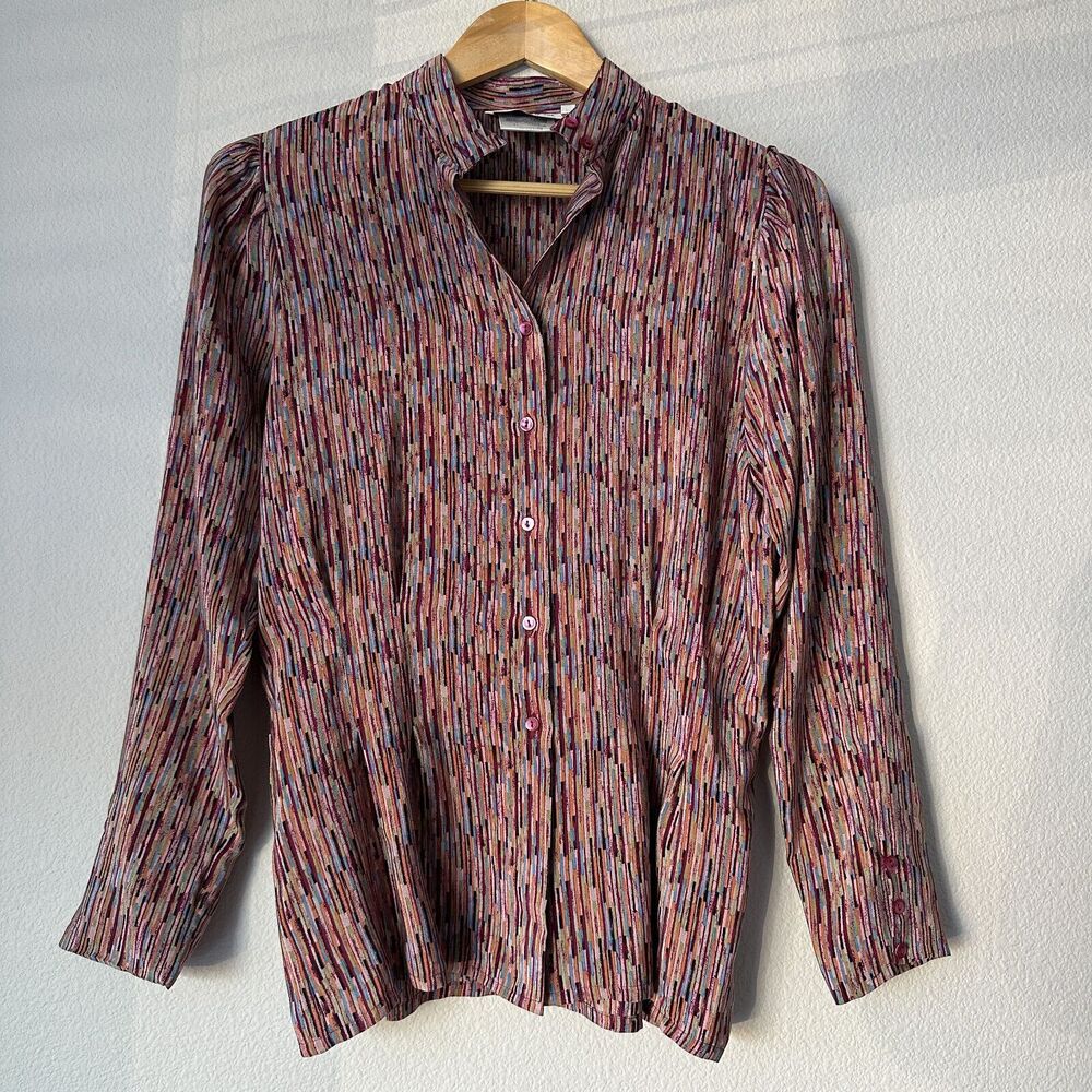Franck Olivier Women's Button Shirt Blouse 100% Silk Preppy Retro Vintage Sz 40